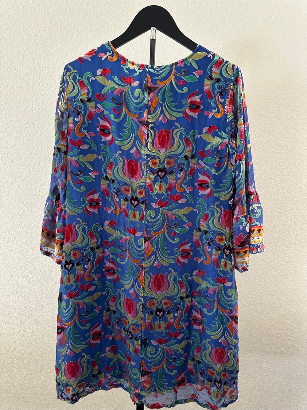 Johnny Was Sofiya Primula Burnout Silk Tunic Dress Blue Floral sz Medium NEW - Picture 7 of 10
